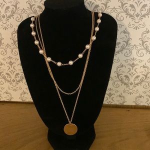 4/$20 NIP 18k gold plated Tiered Faux Pearl Necklace